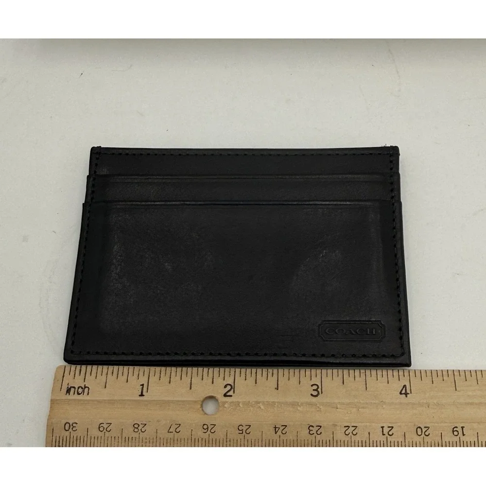 Coach Leather Card Case Very Dark Brown 5 Card Slots 3.9×2.8in Used EUC